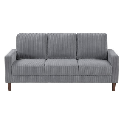 Crandall Corduroy 3pc Set: Sofa, Loveseat, Chair in Gray