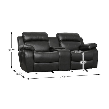 Marille Textured Double Glider Reclining Love Seat with Center Console in Black