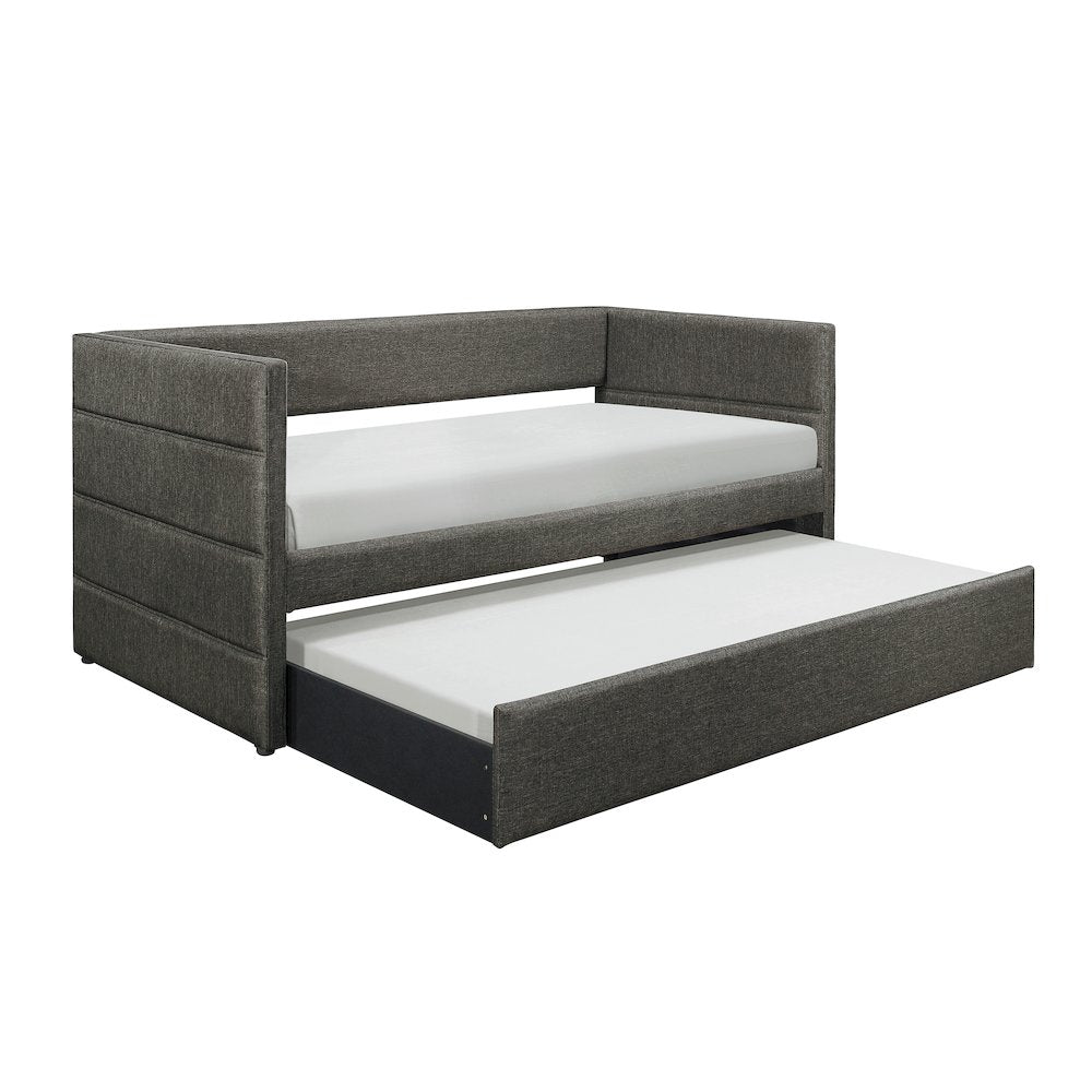 Vining Fabric Daybed with Trundle in Gray