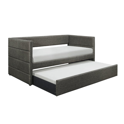 Vining Fabric Daybed with Trundle in Gray