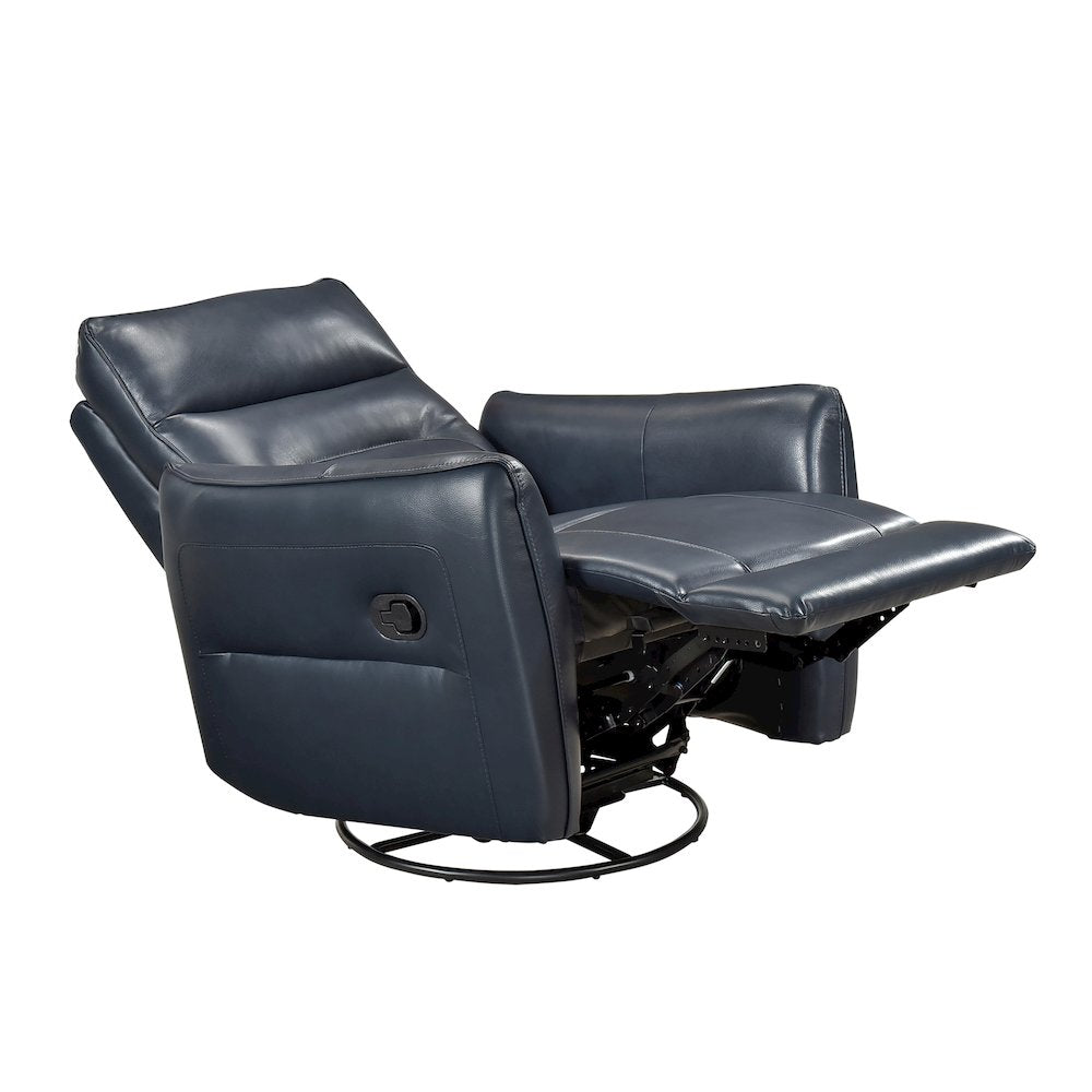 Thomas Leather Swivel Glider Reclining Chair in Dark Blue