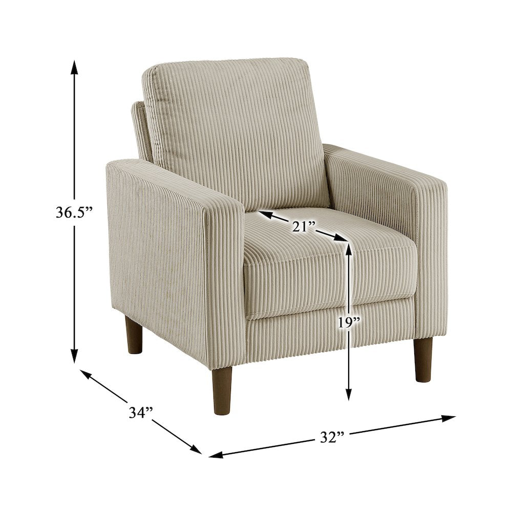 Crandall Corduroy Chair in Taupe