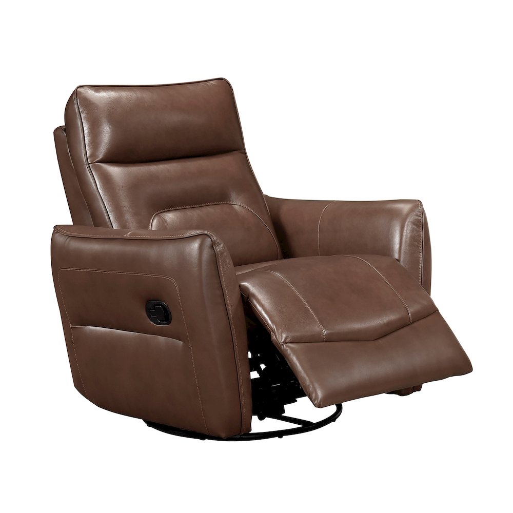 Thomas Leather Swivel Glider Reclining Chair in Toffee Brown