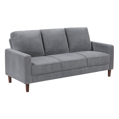 Crandall Corduroy 3pc Set: Sofa, Loveseat, Chair in Gray