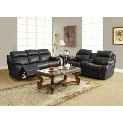 Marille Textured Double Glider Reclining Love Seat with Center Console in Black