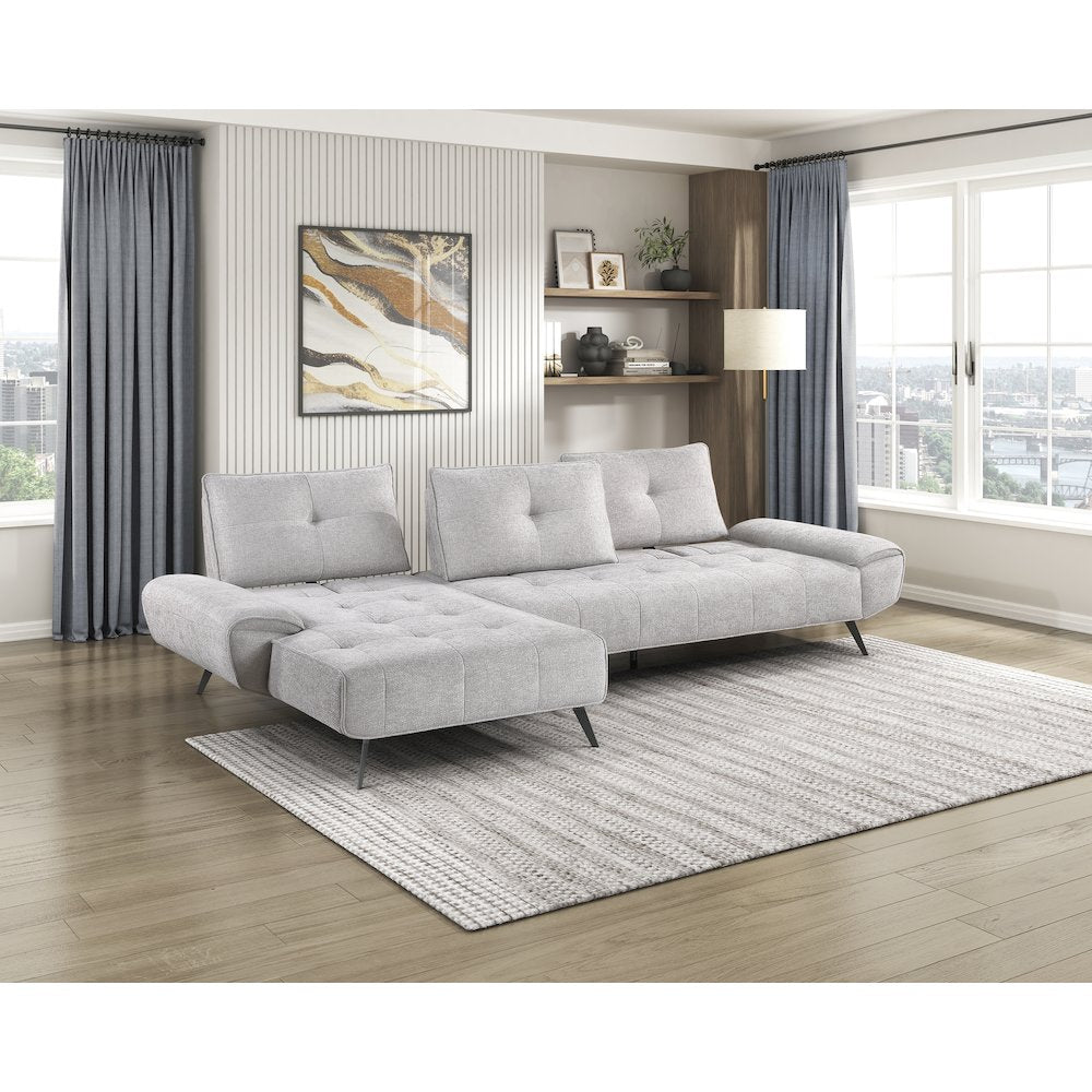 Dominic Chenille 2-Piece Sectional with Left Chaise in Light Gray