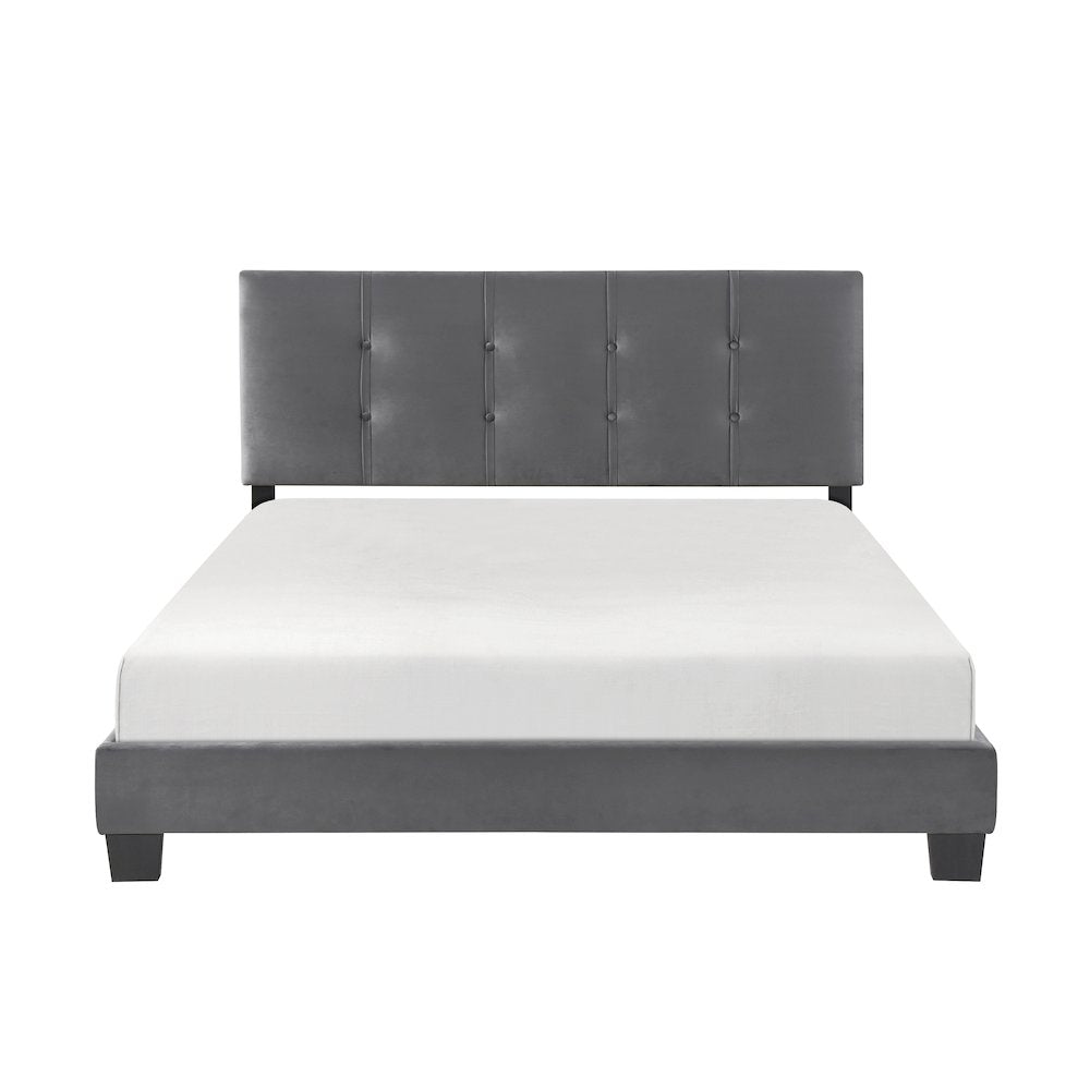 Newberry Velvet Queen Platform Bed, Dark gray color in Dark gray