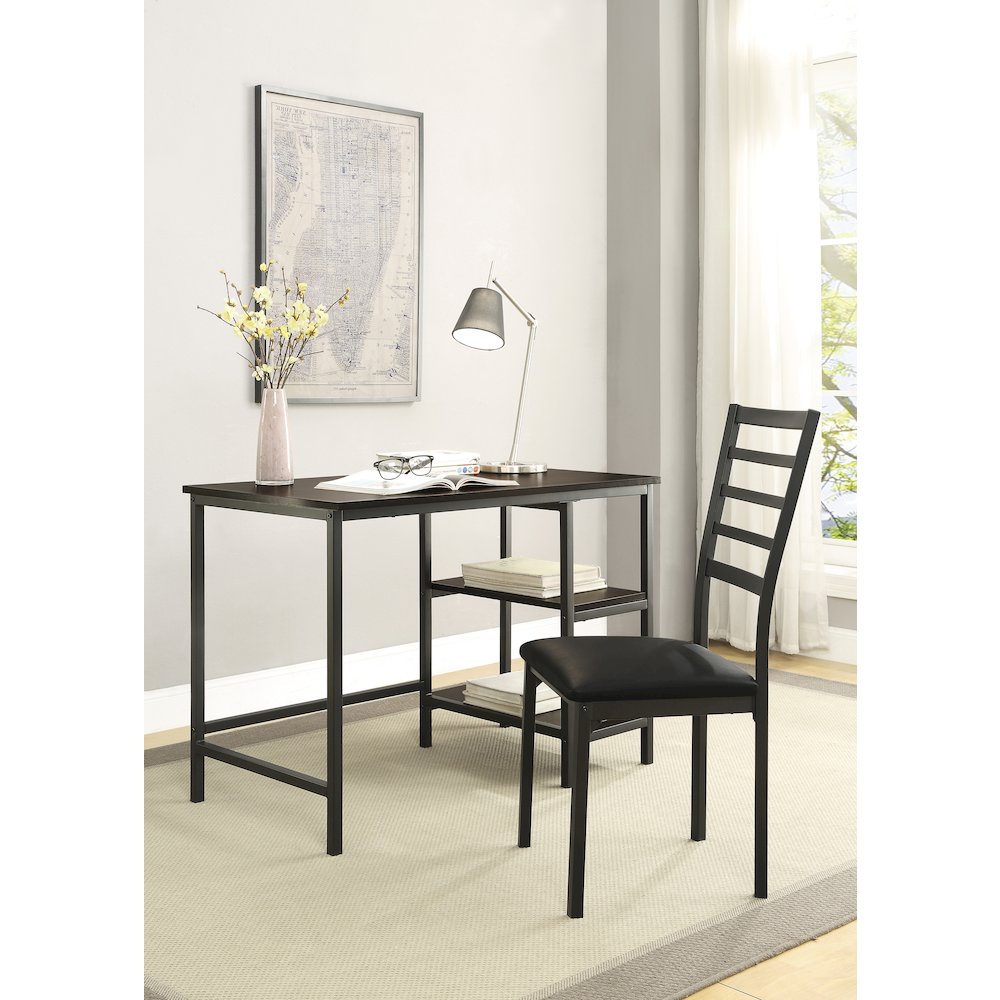 Madigan Metal Writing Desk with Chair in Black