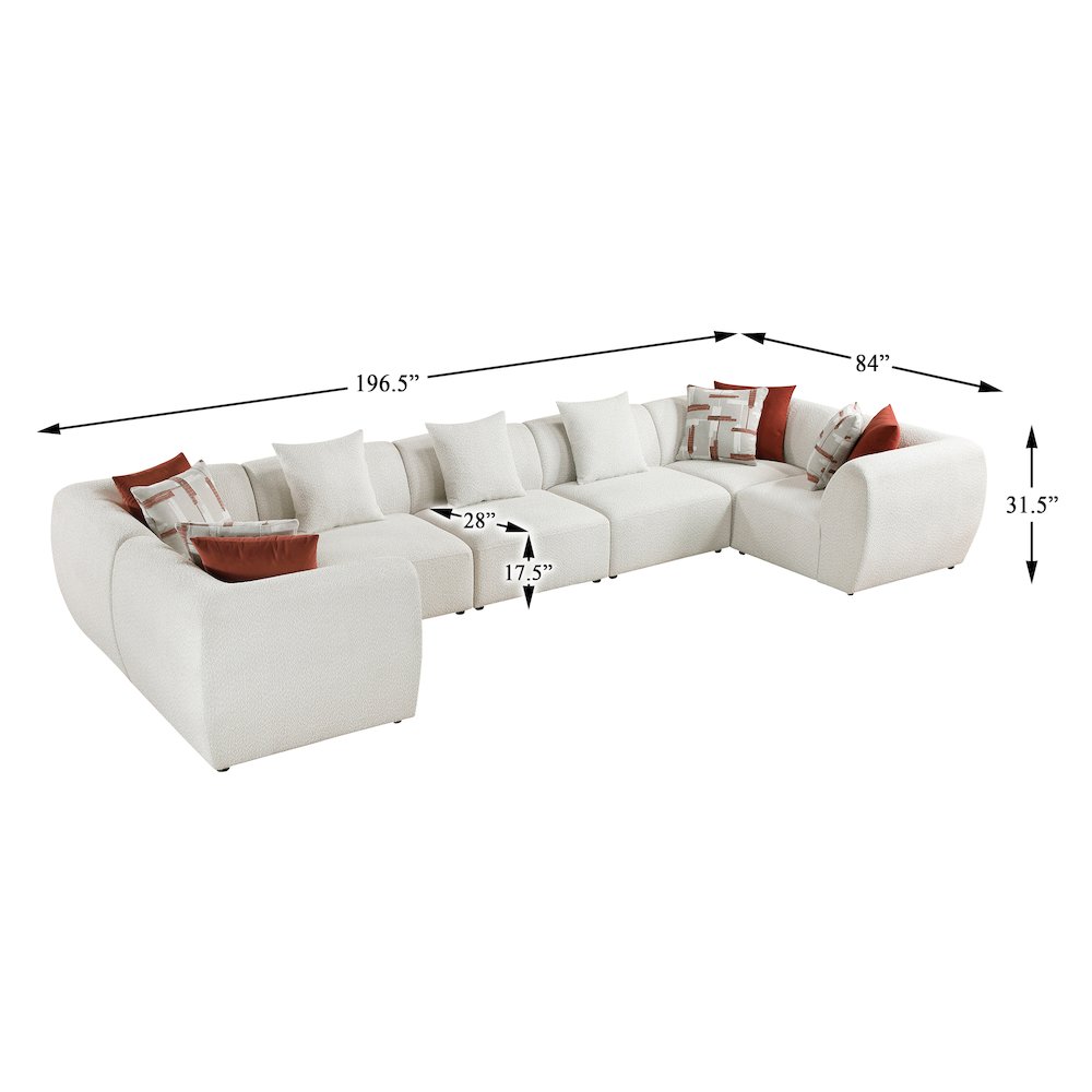 Franz Chenille 7-Piece Modular Sectional in Beige