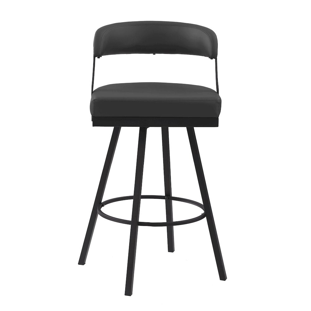 Crowley Faux leather Swivel Pub Height Chair in Black