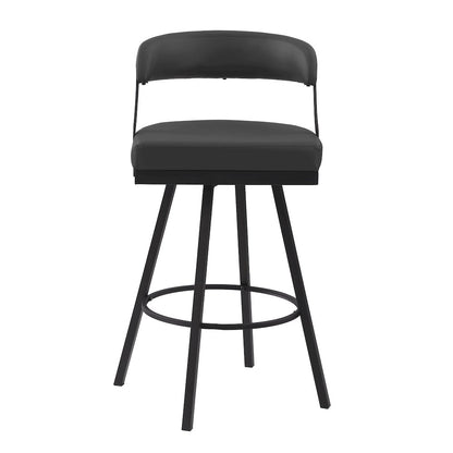Crowley Faux leather Swivel Pub Height Chair in Black