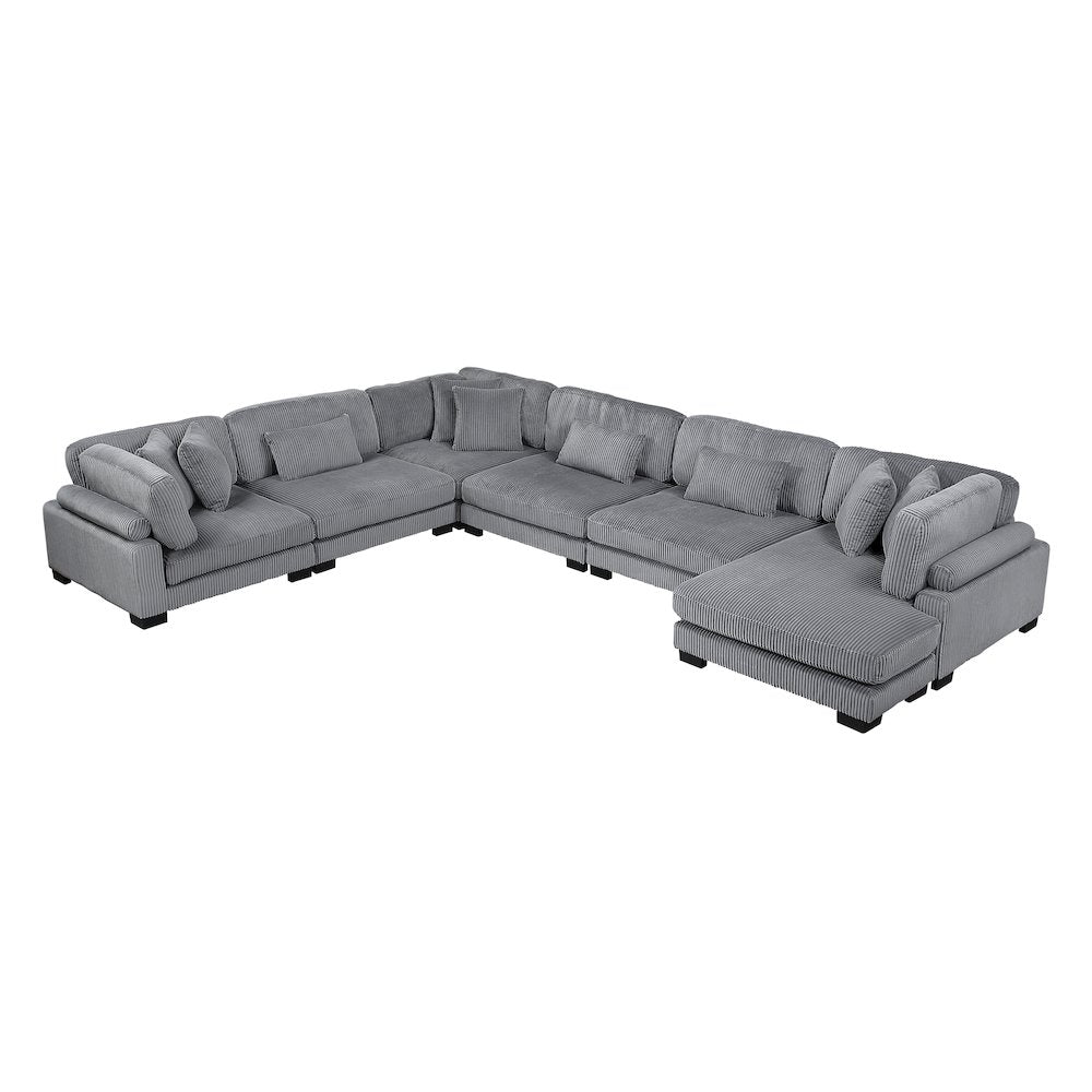 Traverse Corduroy 6-Piece Modular Sectional with chaise in Gray