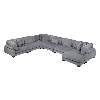 Traverse Corduroy 6-Piece Modular Sectional with chaise in Gray