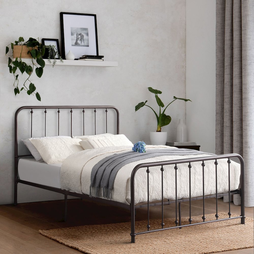 Larkspur Metal Full Metal Platform Bed in Dark Bronze
