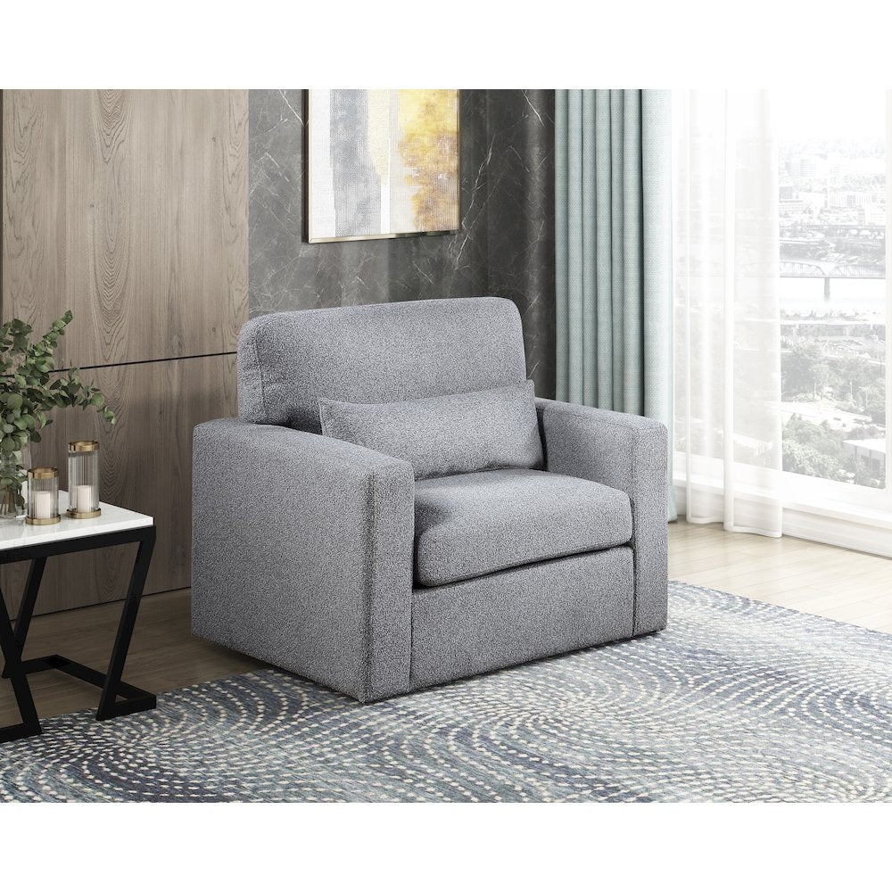 Pompano Boucle Swivel Chair in Gray