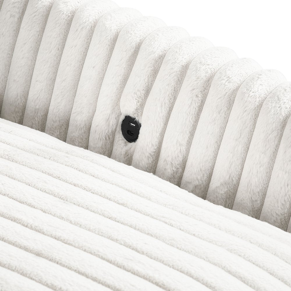 Tomball Corduroy Oversized Chaise Lounge in Beige