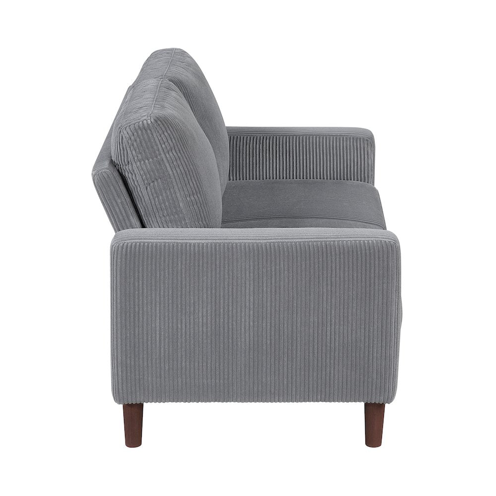 Crandall Corduroy Love Seat in Gray
