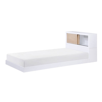 Asker Asian Hardwood Twin Bookcase Bed in 2-Tone (White and Natural)