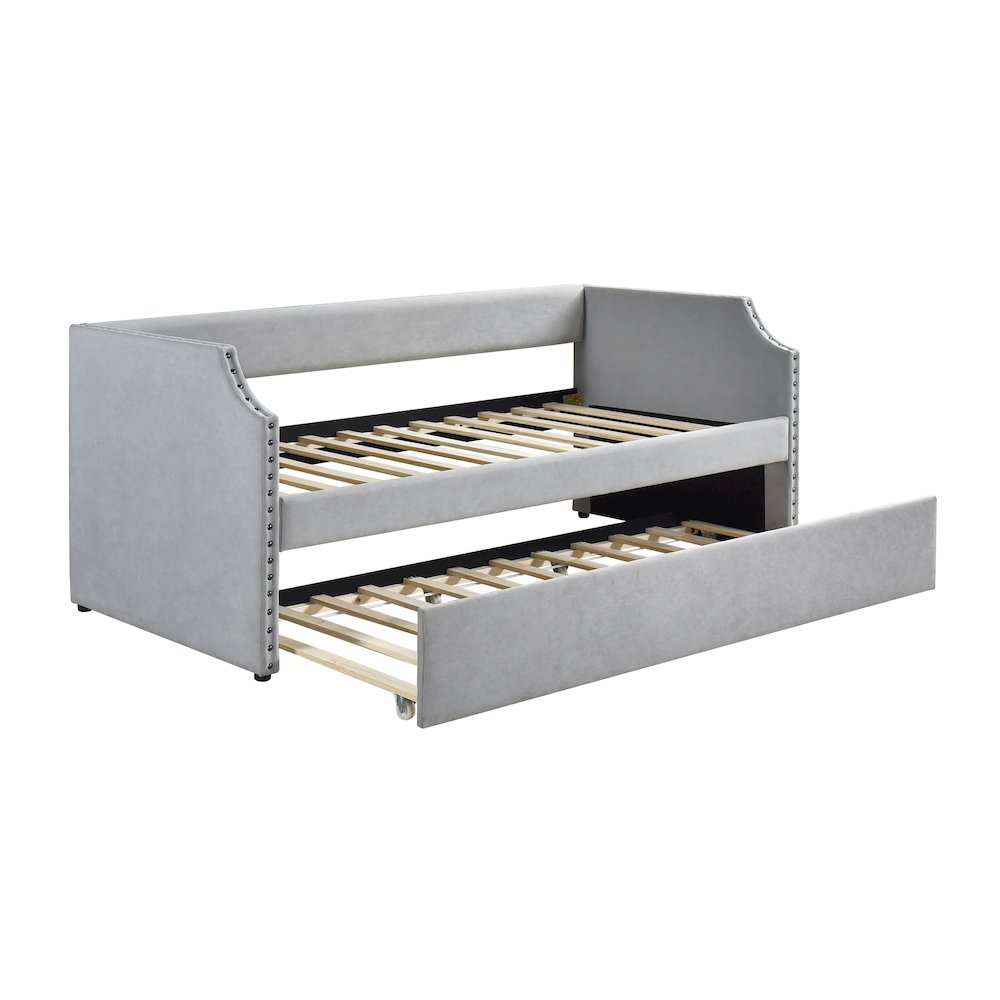 Shiloh Textured Daybed with Trundle in Light Gray