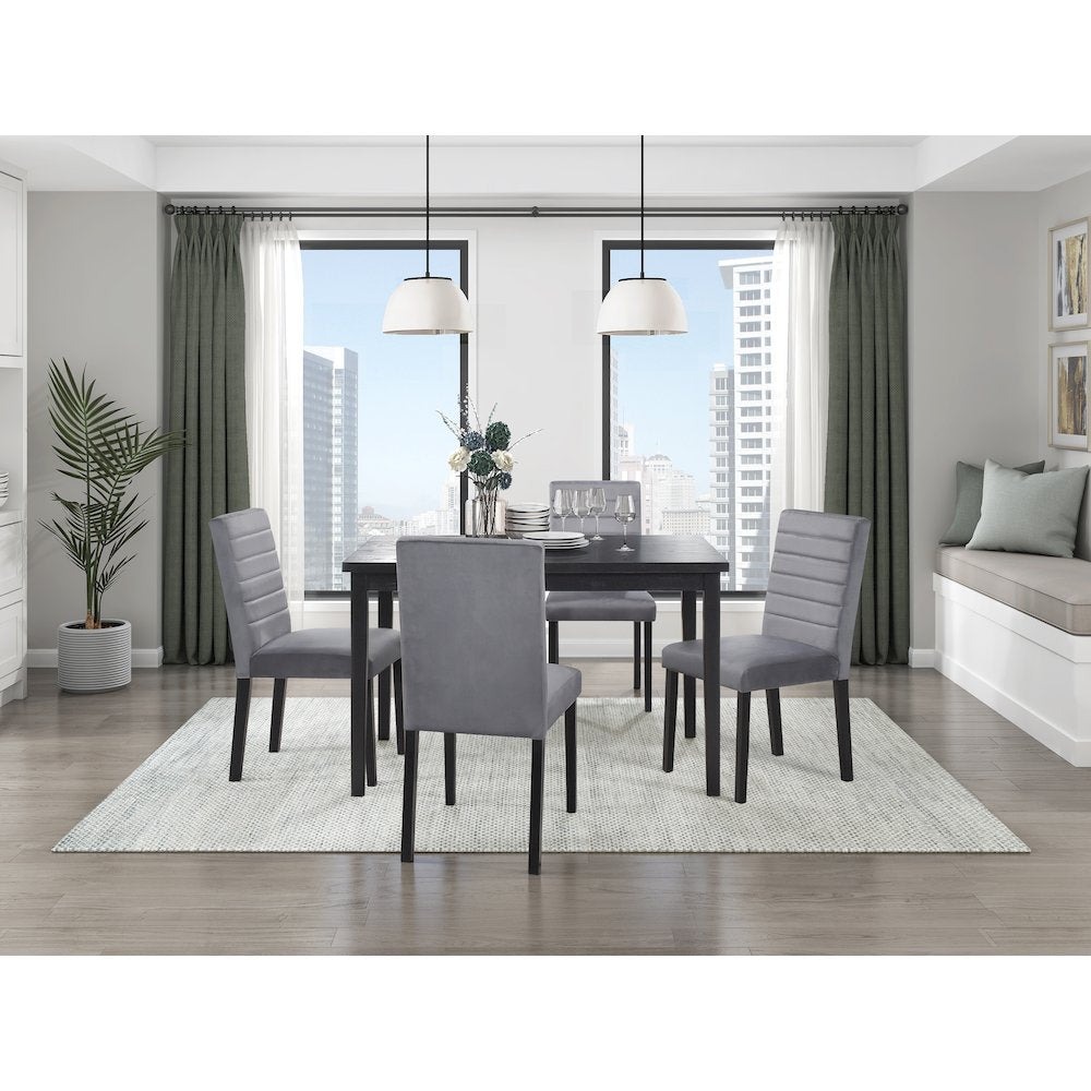 Andreas Velvet Dining Room Side Chair, set of 2 in Gray
