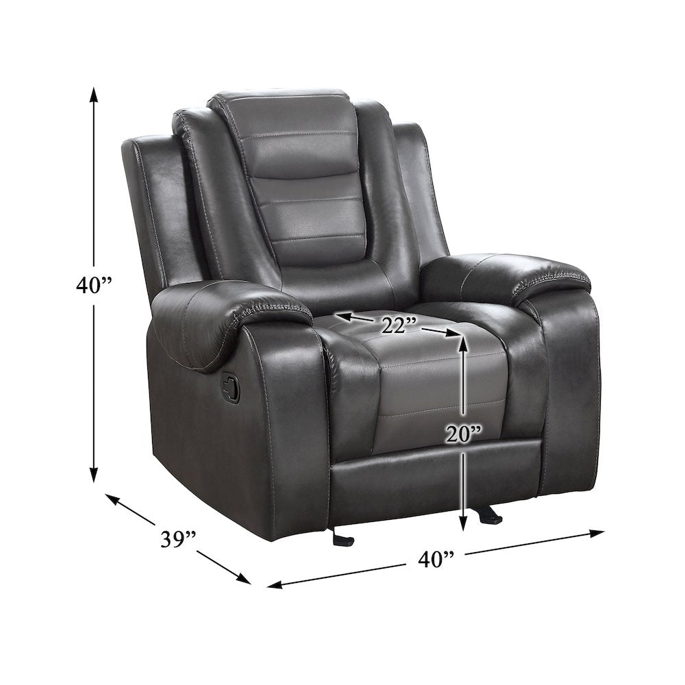 Briscoe F. Leather Gldr Rclng Chair in 2-Tone (Light Gray and Dark Gray)