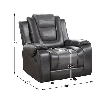 Briscoe F. Leather Gldr Rclng Chair in 2-Tone (Light Gray and Dark Gray)