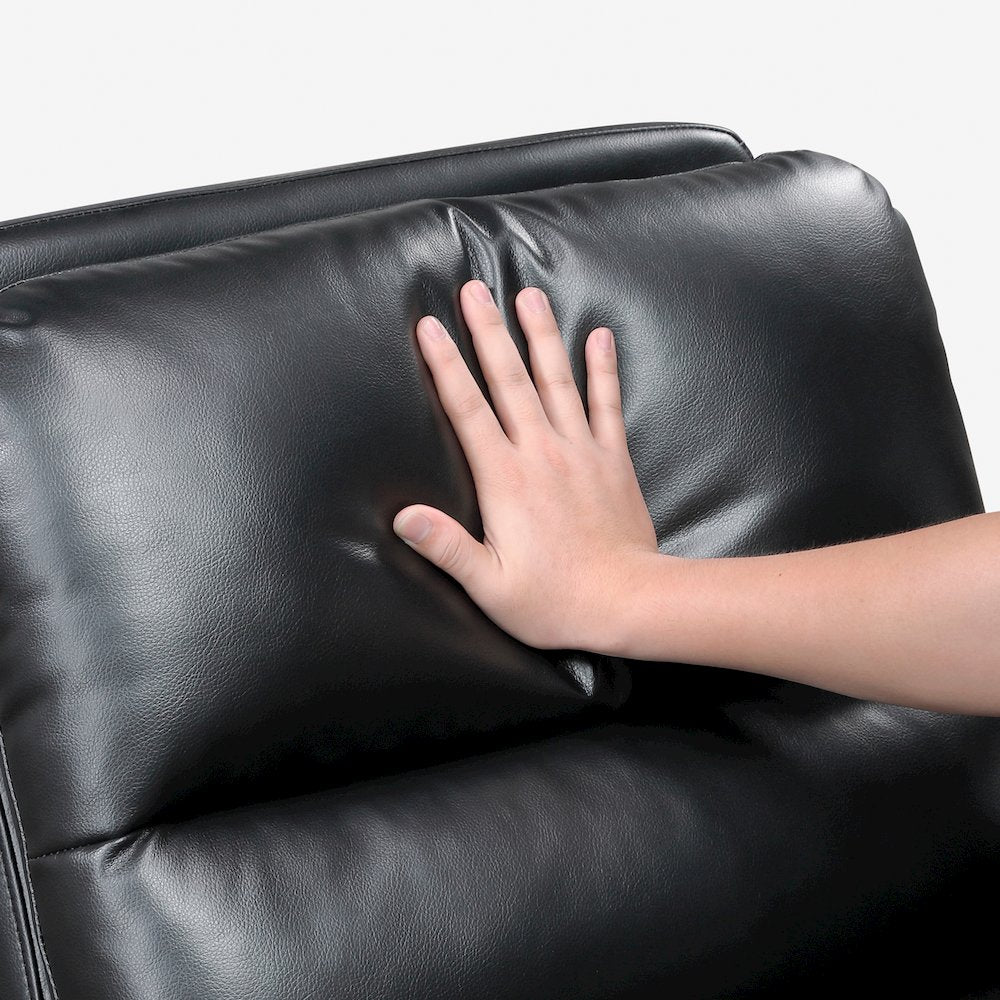 Dimitri Faux Leather Swivel Glider Reclining Chair in Black