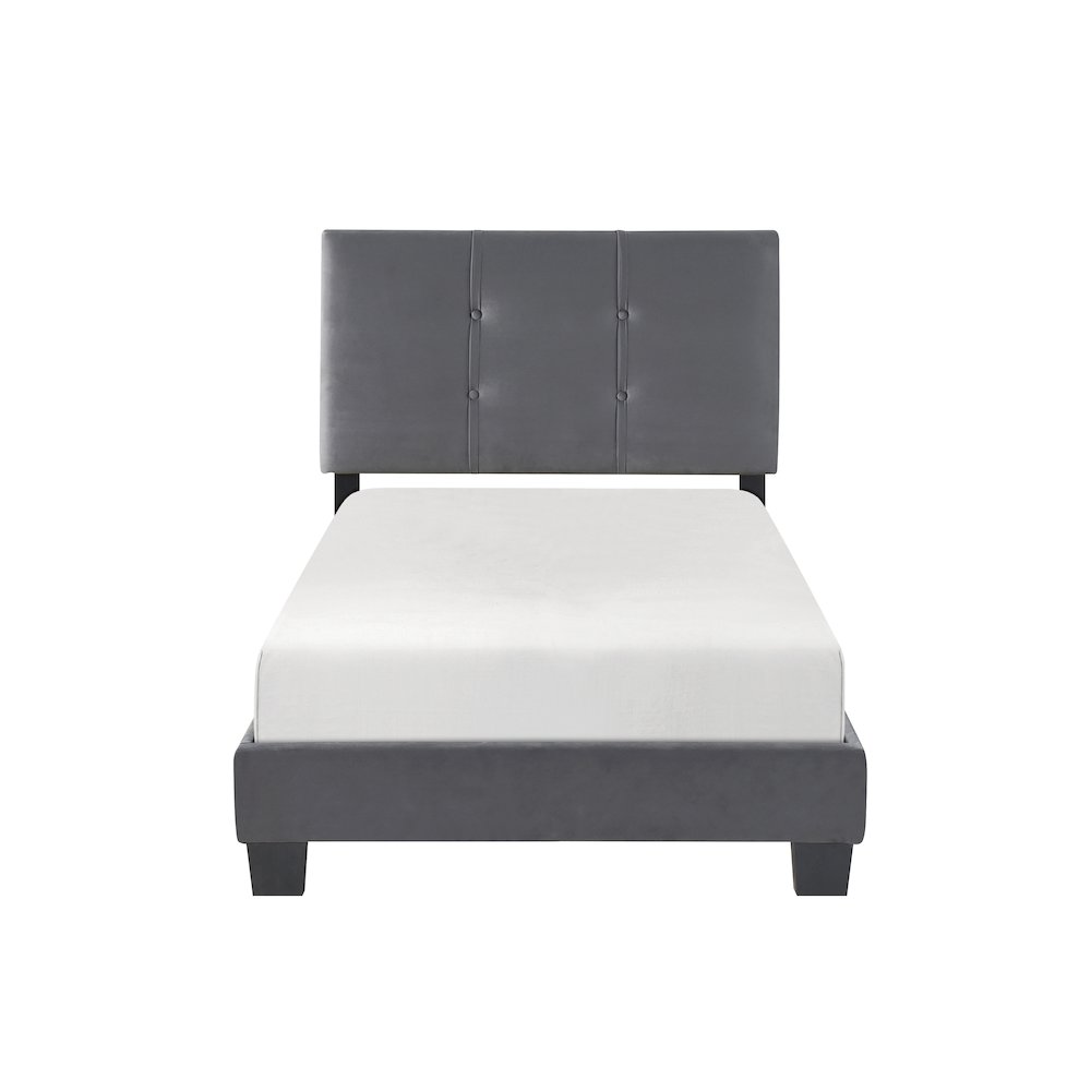 Newberry Velvet Twin Platform Bed in Dark Gray