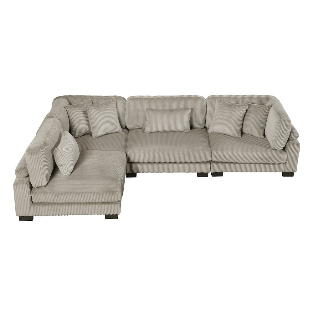 Traverse Corduroy 4-Piece Modular Sectional in Taupe