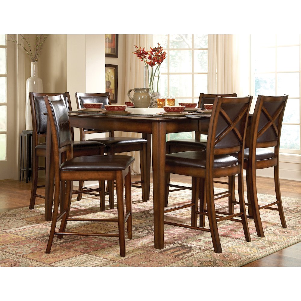 Verona Wood Counter Height Dining Room Table in Wire Brushed Amber