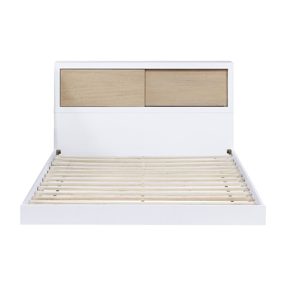 Asker Asian Hardwood Full Bookcase Bed in 2-Tone (White and Natural)