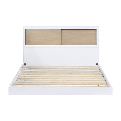 Asker Asian Hardwood Full Bookcase Bed in 2-Tone (White and Natural)