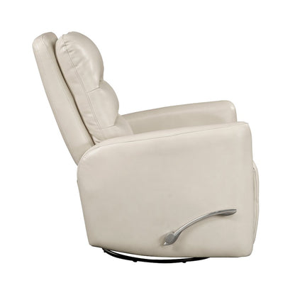 Dimitri Faux Leather Swivel Glider Reclining Chair in Beige