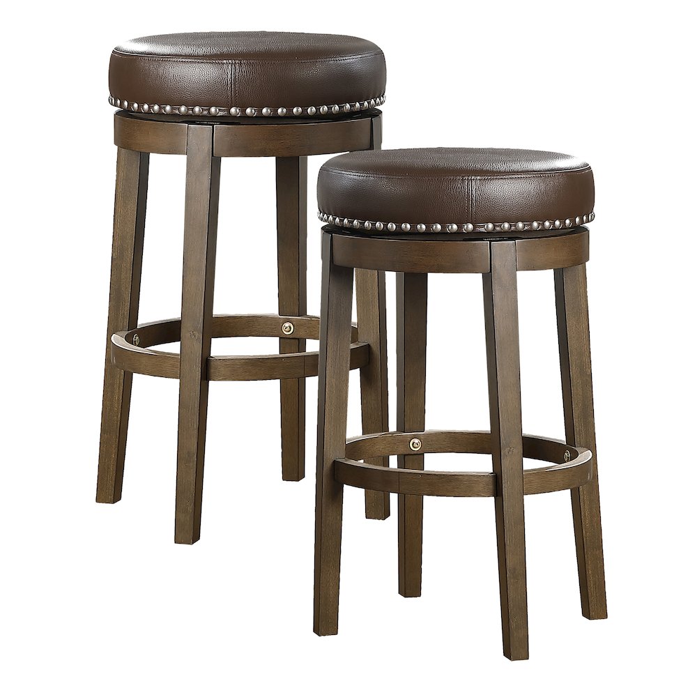 Westby Solid Wood 29" Round Swivel Stool, Set of 2 in Brown