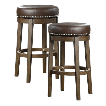 Westby Solid Wood 29" Round Swivel Stool, Set of 2 in Brown