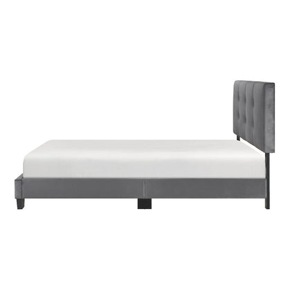 Newberry Velvet Full Platform Bed in Dark Gray