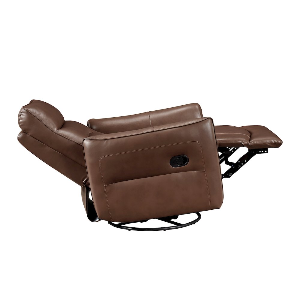 Thomas Leather Swivel Glider Reclining Chair in Toffee Brown