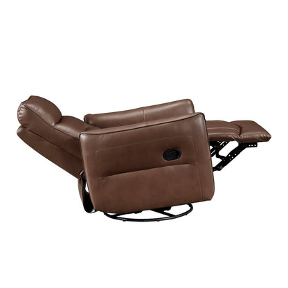 Thomas Leather Swivel Glider Reclining Chair in Toffee Brown