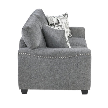 Isabel Chenille 2pc Set: Sofa, Loveseat in Dark Gray