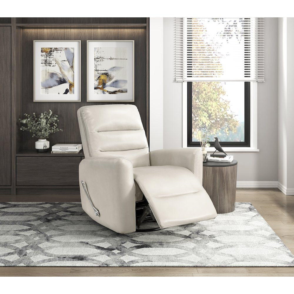 Dimitri Faux Leather Swivel Glider Reclining Chair in Beige