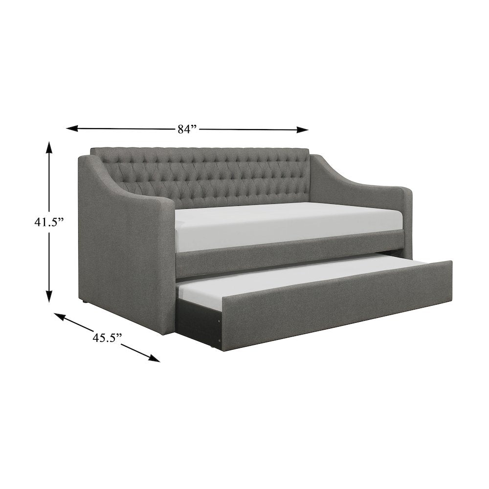 LaBelle Fabric Daybed with Trundle in Gray