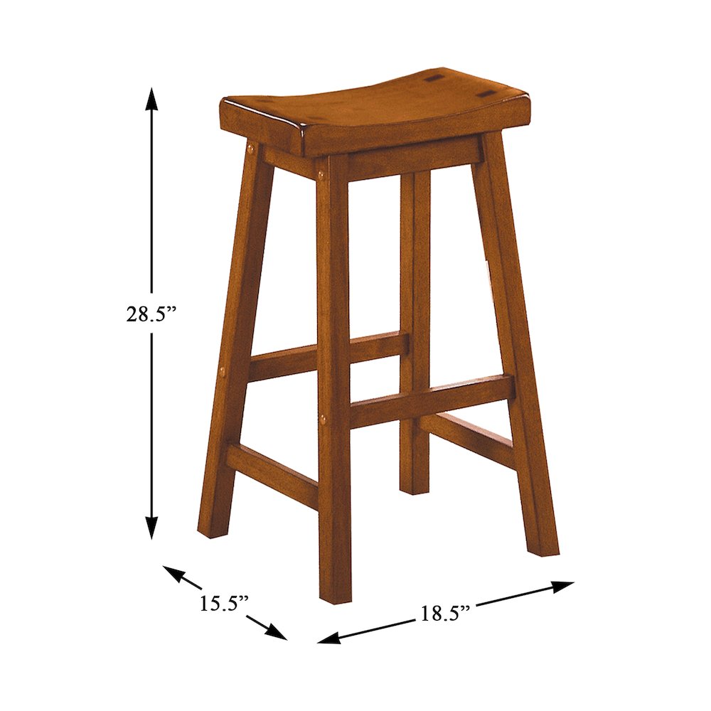 Saddleback Solid Wood 29" Height Stool, Set of 2 in Oak Finish