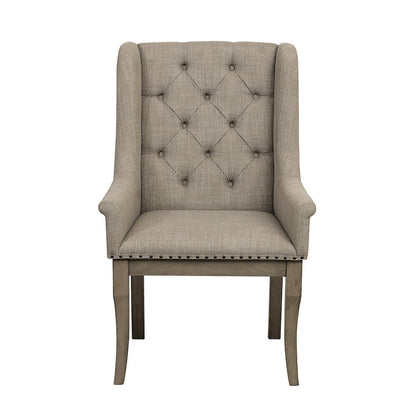Vermillion Wood Dining Room Arm Chair, set of 2 in Cream