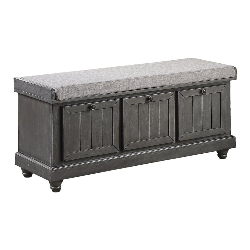 Woodwell Asian Hardwood Storage Bench in Gray
