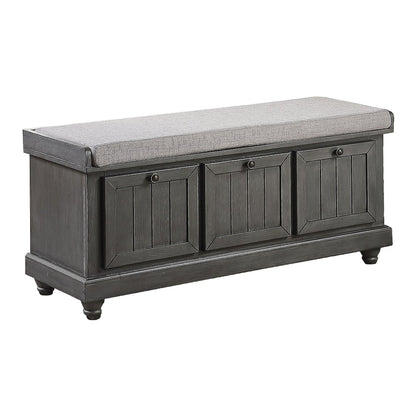 Woodwell Asian Hardwood Storage Bench in Gray