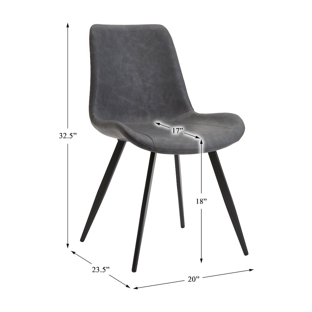 Brixley Faux Leather Dining Side Chair, Set of 2 in Gray