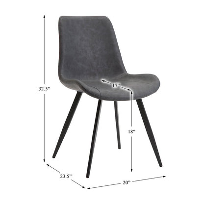 Brixley Faux Leather Dining Side Chair, Set of 2 in Gray