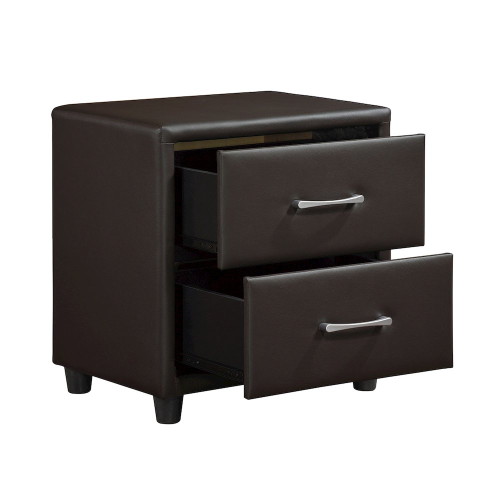 Lorenzi Faux Leather Nightstand in Dark Brown
