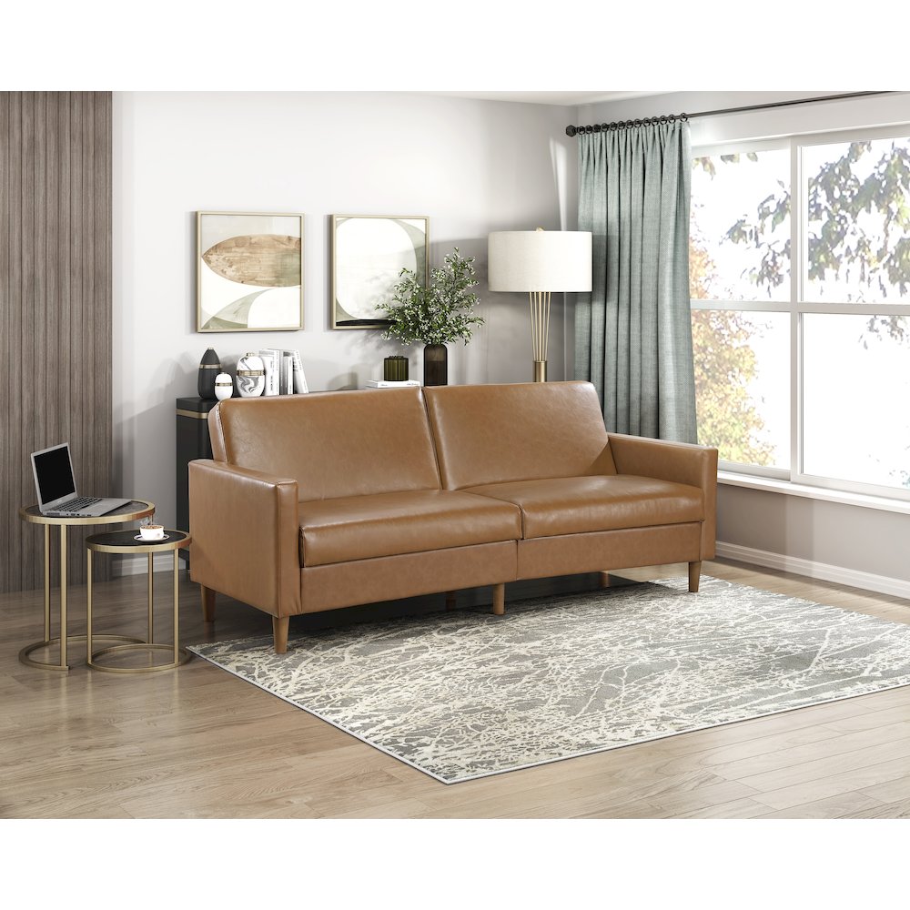 Carlton Faux Leather Elegant Lounger in Camel