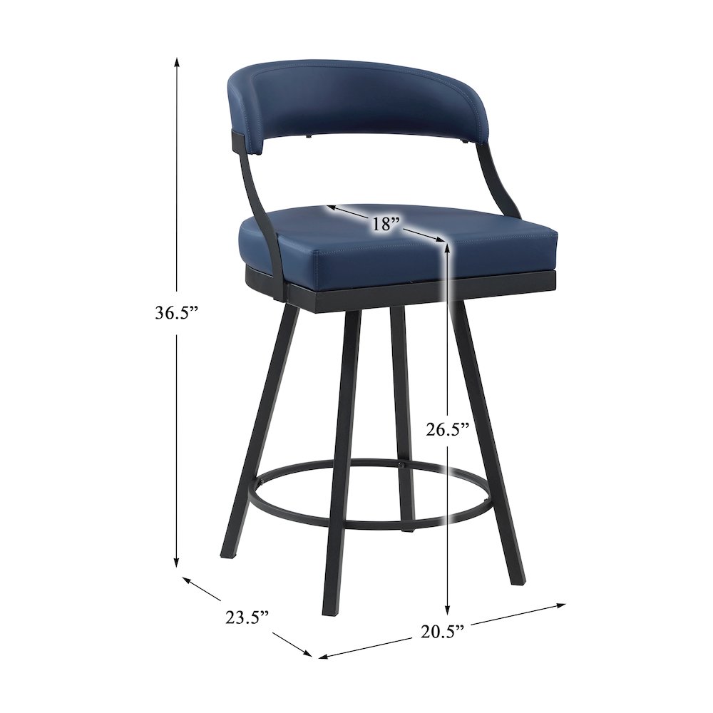 Crowley Faux leather Swivel Counter Height Chair in Blue